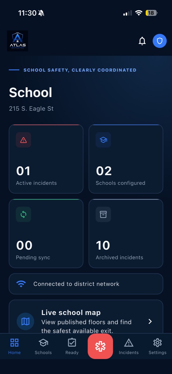 Atlas Response school operations dashboard